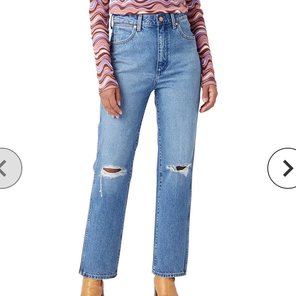 Wrangler Wild West 603 Ripped High Waist Ankle Straight Leg Jean